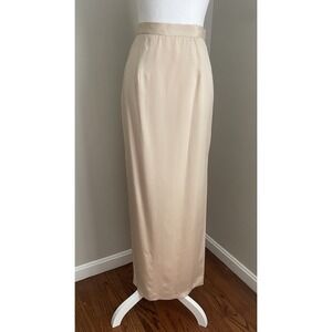 Vintage Riazee Boutique 10 Silk Maxi Skirt Blush Pink Beige High Waist Quiet Lux